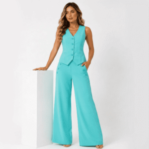 Conjunto Alfaiataria Luiza Colete Feminino com Botões